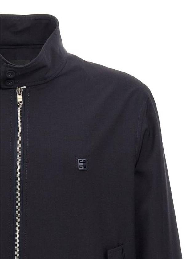 4G Detail Wool Poplin Harrington Zip-Up Jacket Night Blue Navy - GIVENCHY - BALAAN 4