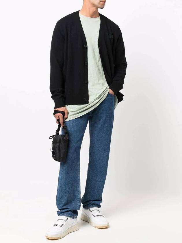 Keve Face Wool V-neck Cardigan Black - ACNE STUDIOS - BALAAN 4