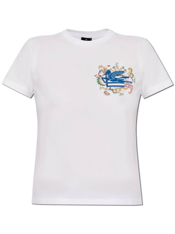 Etro T-shirt With Embroidered Logo, Women's, White - ETRO - BALAAN 1