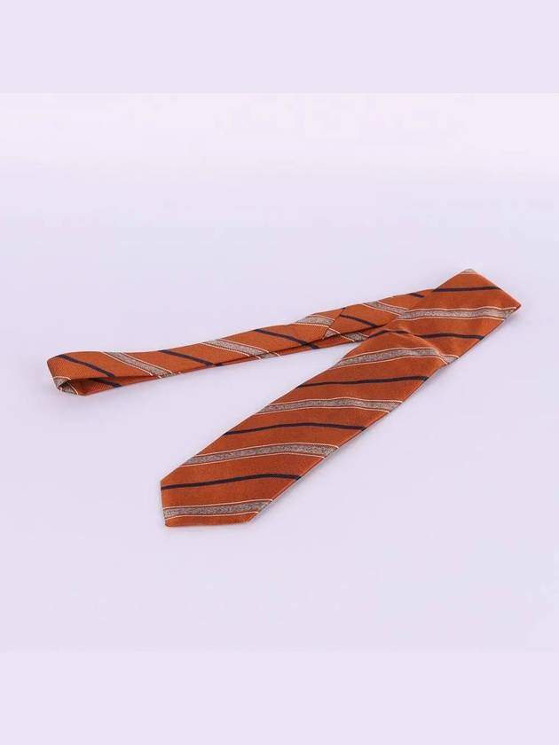 Striped Silk Tie Orange - BRUNELLO CUCINELLI - BALAAN 5