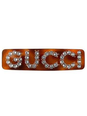 Crystal Single Hair Clip Brown - GUCCI - BALAAN 1