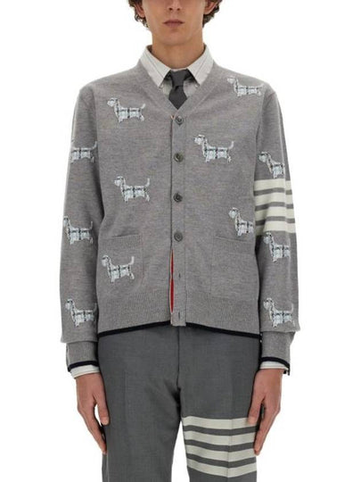 Hector Motif 4 Bar Cardigan Grey - THOM BROWNE - BALAAN 2