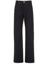 Jacquard Logo Monogram Cotton Straight Pants Dark Blue - FENDI - BALAAN 2