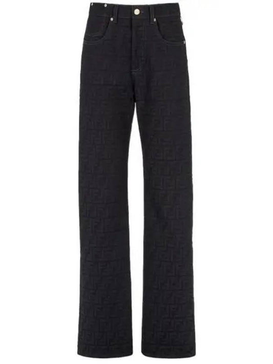 Jacquard Logo Monogram Cotton Straight Pants Dark Blue - FENDI - BALAAN 2