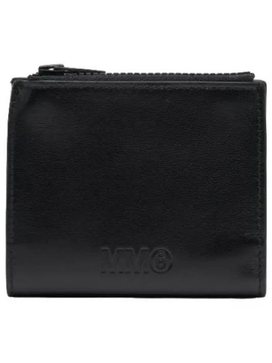 MM6 Logo Zip Around Half Wallet Black - MAISON MARGIELA - BALAAN 1