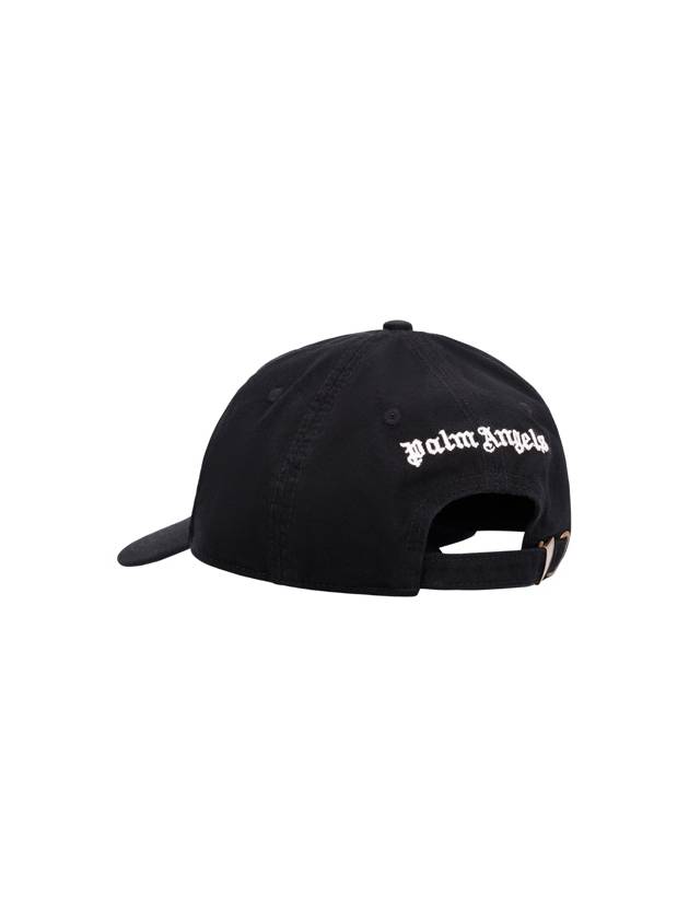 Embroidered Monogram Base Ball Cap Black - PALM ANGELS - BALAAN 3