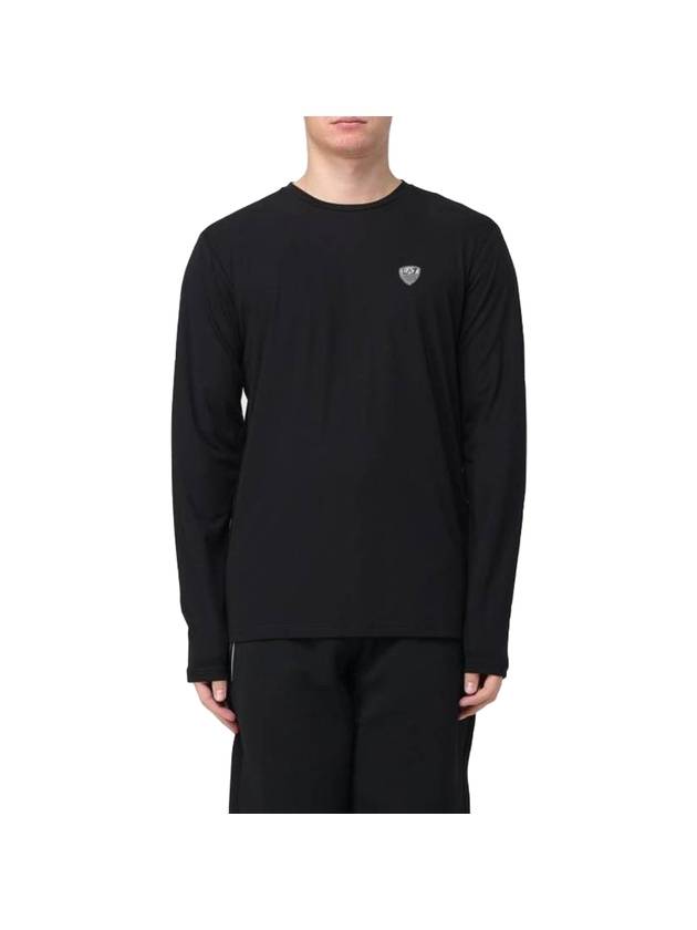 Core Shield Viscose Long Sleeve T-Shirt Black - EMPORIO ARMANI - BALAAN 1