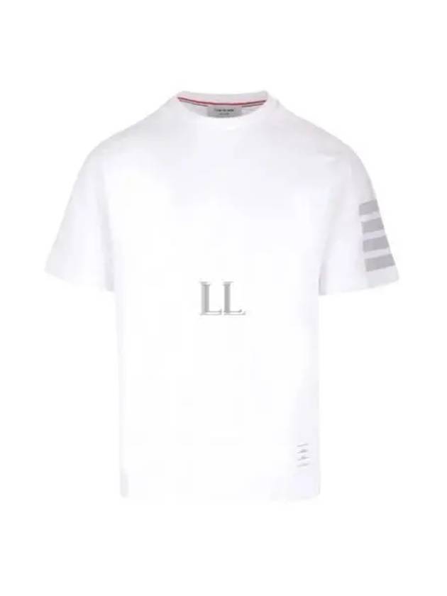 4-Bar Striped Cotton Short Sleeve T-Shirt White - THOM BROWNE - BALAAN 2