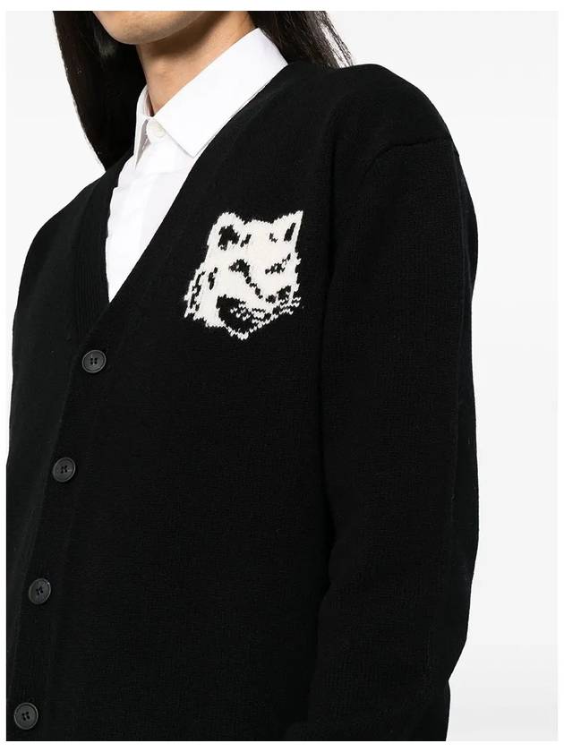 Fox Head Intarsia Comfort Cardigan Black - MAISON KITSUNE - BALAAN 4