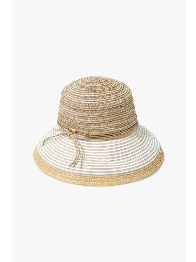 Women s Striped Pattern Straw Fedora Beige - EMPORIO ARMANI - BALAAN 1