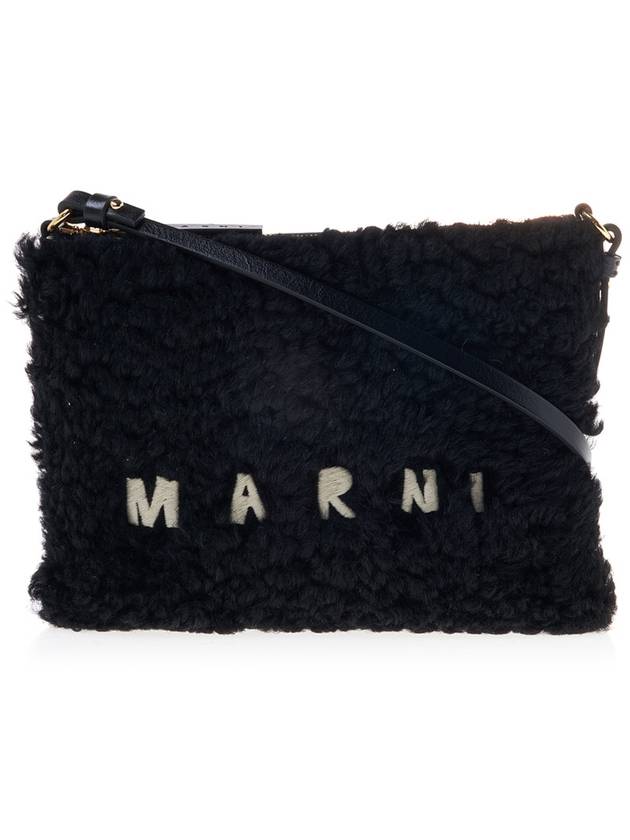 Logo Fur Clutch Bag Black - MARNI - BALAAN 2