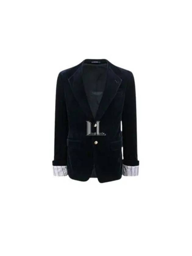 Stretch Cotton Velvet Formal Jacket Dark Blue - GUCCI - BALAAN 2