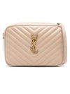 Lou Logo Quilting Cross Bag Beige - SAINT LAURENT - BALAAN 3