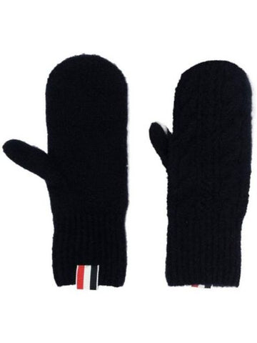 4 Bar Wool Cashmere Gloves Navy - THOM BROWNE - BALAAN 1