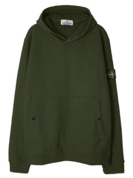 Brushed cotton fleece snap hoodie regular fit - STONE ISLAND - BALAAN 1