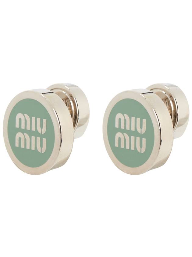 Enameled Metal Earrings Aqua Marina Blue - MIU MIU - BALAAN 3