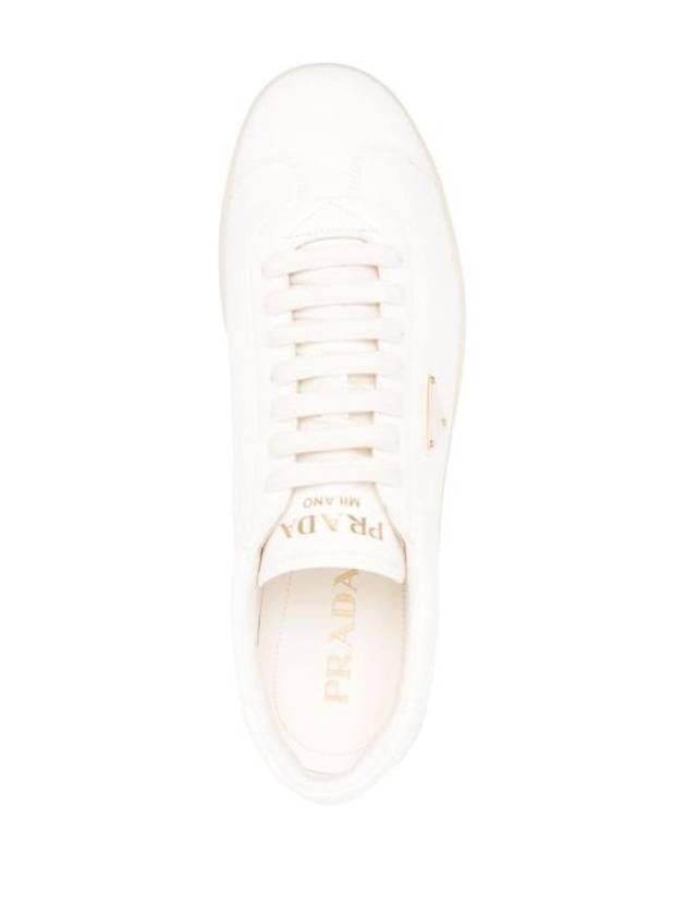 Triangle Logo Lane Leather Low-Top Sneakers Ivory - PRADA - BALAAN 3