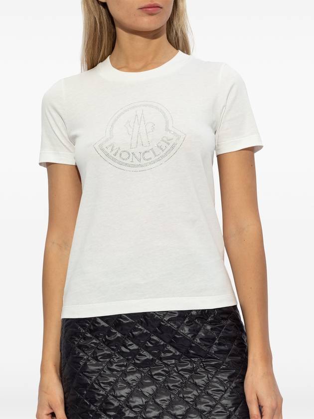 logo-beaded cotton T-shirt - MONCLER - BALAAN 3