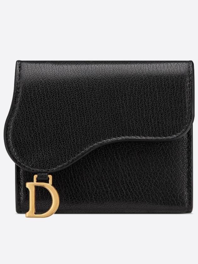 Saddle Lotus Goatskin Half Wallet Black - DIOR - BALAAN 3