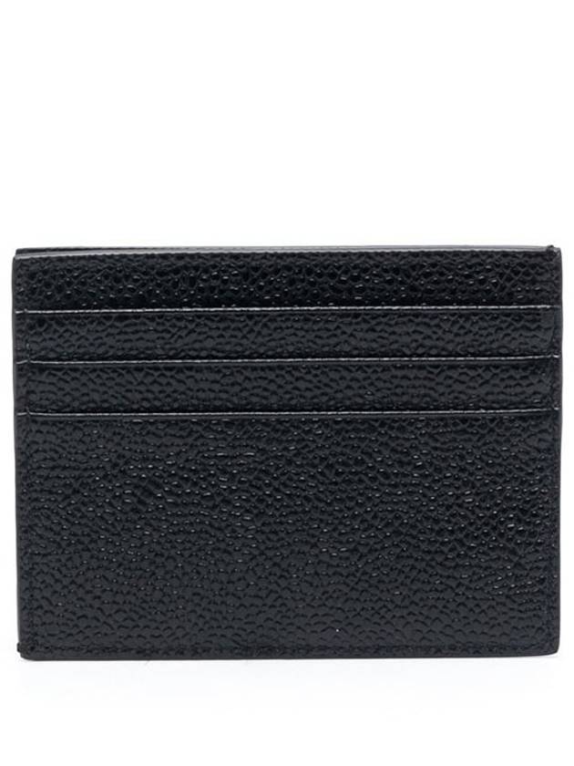 Pebble Grain Leather Stripe Note Compartment Card Wallet Black - THOM BROWNE - BALAAN 3