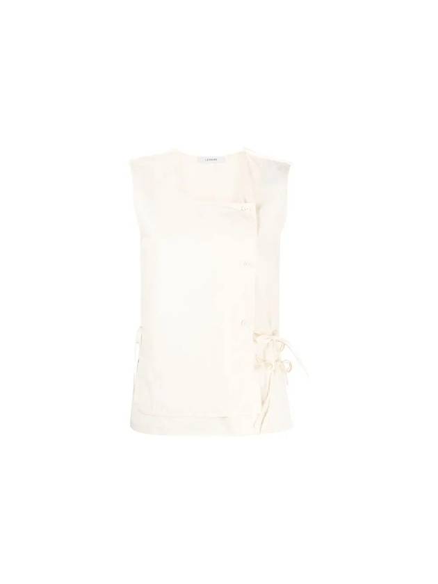 Asymmetric Layered Sleeveless Top Ecru - LEMAIRE - BALAAN 1