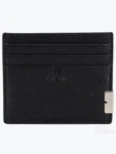 Grained Leather Card Wallet Black - BURBERRY - BALAAN 2