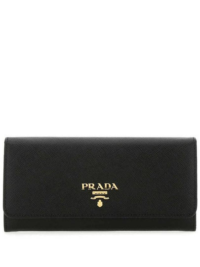 Metal Logo Saffiano Long Wallet Black - PRADA - BALAAN 2