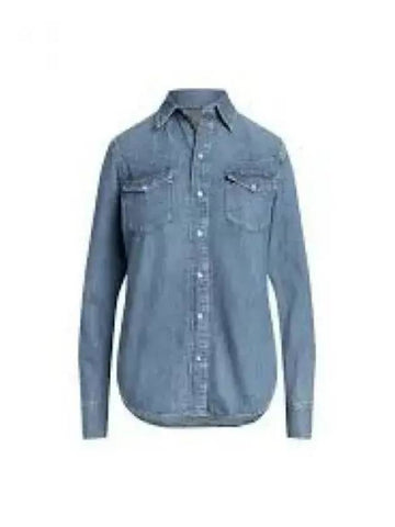 30 Points W Denim Western Shirt Blue - POLO RALPH LAUREN - BALAAN 1