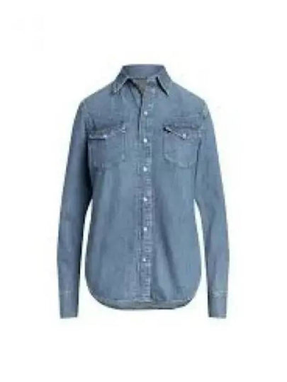 Denim Western Long Sleeve Shirt Blue - POLO RALPH LAUREN - BALAAN 2