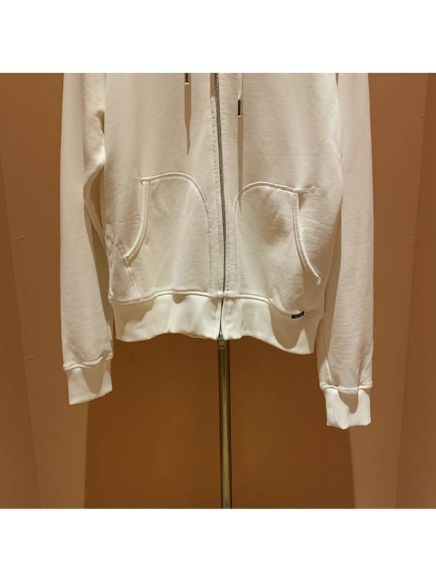 Drawstring Zip-Up Hoodie White - TOM FORD - BALAAN 4