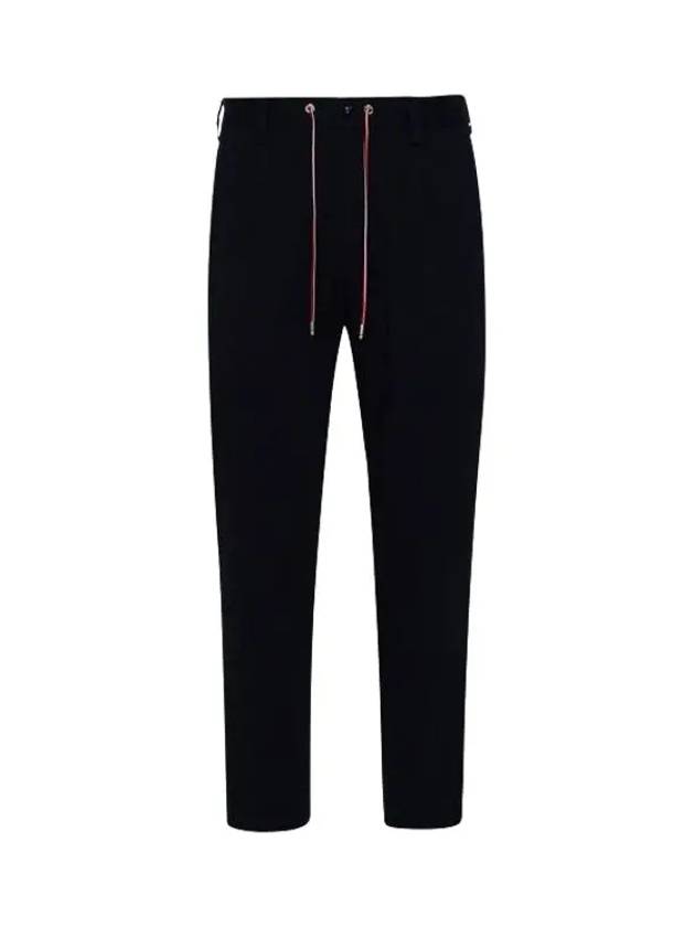 Men's Drawstring Gabardine Straight Pants Night Blue - MONCLER - BALAAN.