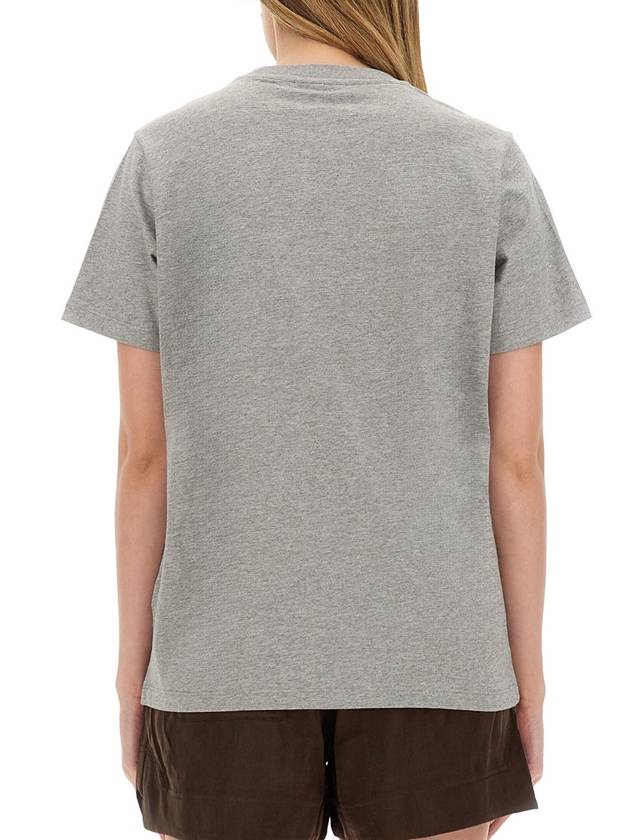 Logo Print Cotton Short Sleeve T-Shirt Grey - GANNI - BALAAN 4