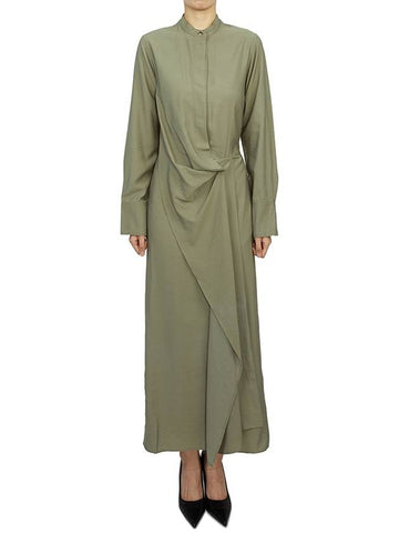 Women's Dolmen Wrap Long Dress Green - VANESSA BRUNO - BALAAN 1