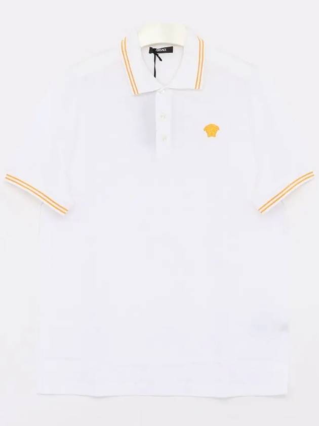 Medusa Head Embroidery Cotton Polo Shirt White - VERSACE - BALAAN 2