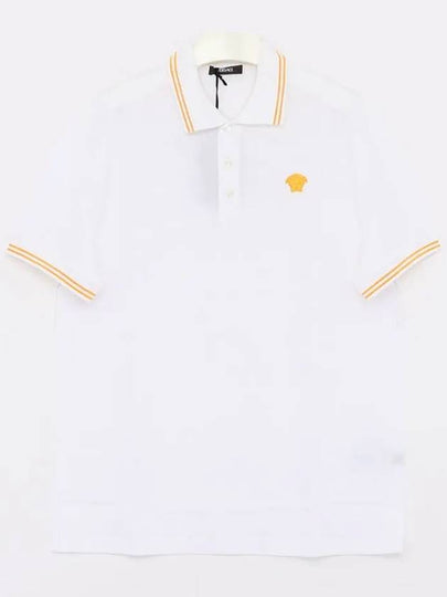 Medusa Head Embroidery Cotton Polo Shirt White - VERSACE - BALAAN 2