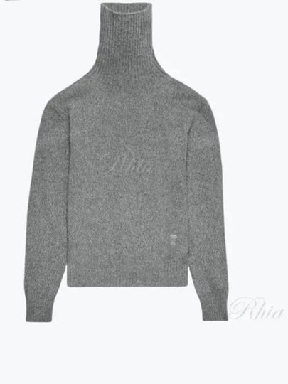 Heart Logo Cashmere Turtleneck Grey - AMI - BALAAN 2