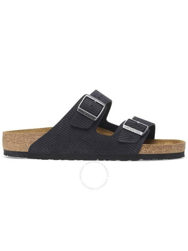 Birkenstock Men's Midnight Arizona Suede Embossed Slides Brand Size 41 US Size 8 - BIRKENSTOCK - BALAAN 1