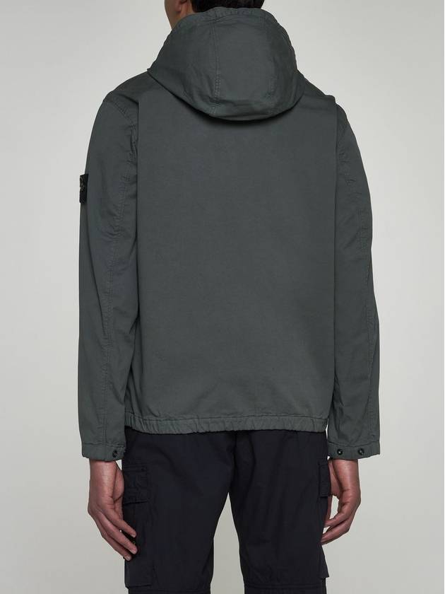 Cotton Twill Stretch Hooded Jacket Dark Green - STONE ISLAND - BALAAN 4