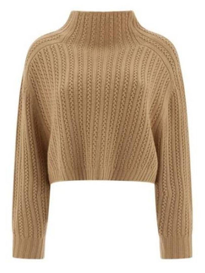 High Neck Back Button Crop Knit Top Brown - MAX MARA - BALAAN 2