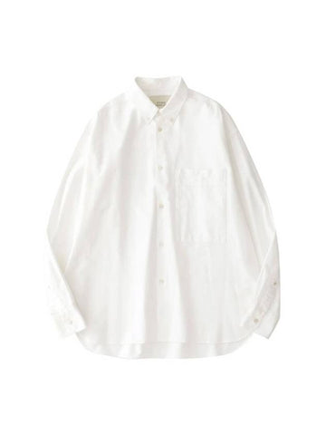 Men's Cable Oxford Cotton Long Sleeve Shirt Optic White - STUDIO NICHOLSON - BALAAN 1