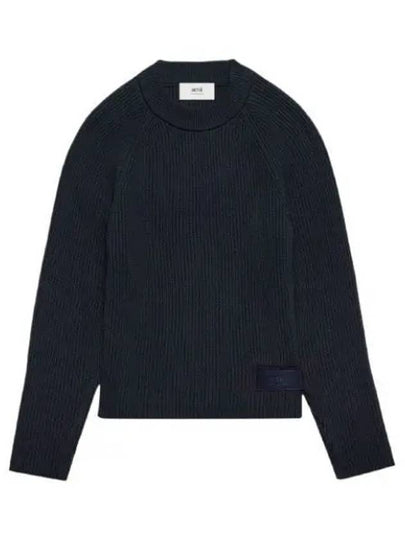 Logo Patch Basic Knit Top Navy - AMI - BALAAN 2