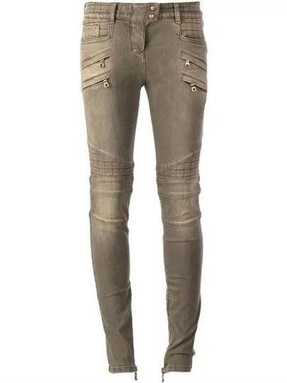 Women's Cotton Skinny Jeans Green - BALMAIN - BALAAN 2