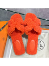 Women's Oran Sandals Woolskin Orange - HERMES - BALAAN 4