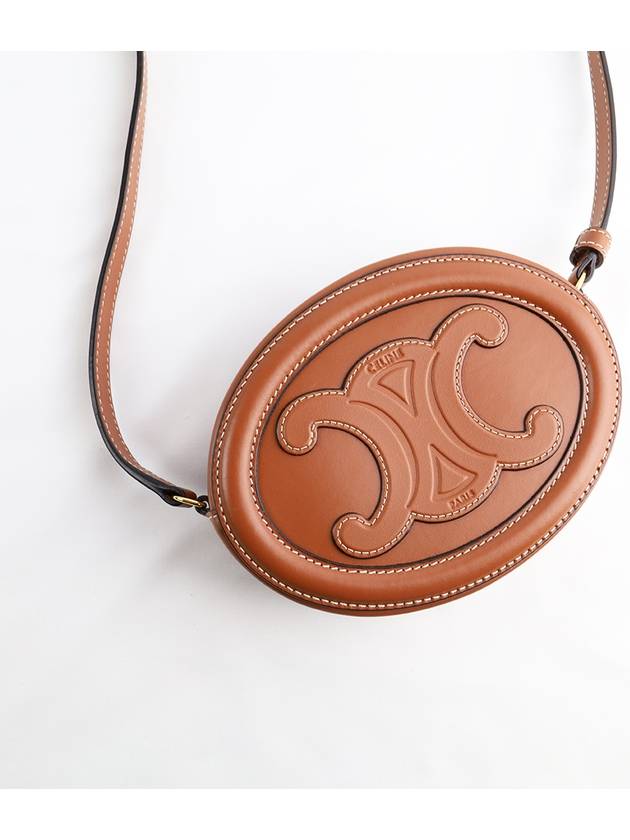 Oval Purse Smooth Cross Bag Brown - CELINE - BALAAN.