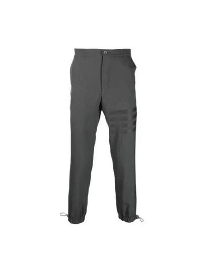 Plain Weave 4-Bar Elastic Waist Track Pants Dark Grey - THOM BROWNE - BALAAN 2