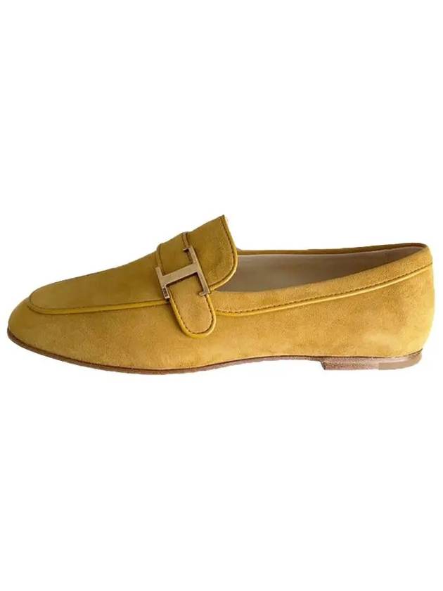 gold T logo suede loafers camel brown - TOD'S - BALAAN.