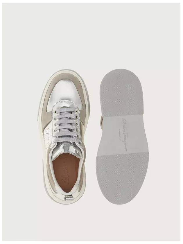 Metallic Low-Top Sneakers Grey - SALVATORE FERRAGAMO - BALAAN 4