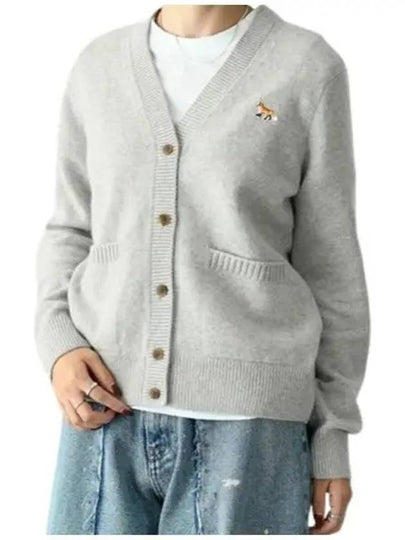 Baby Fox Patch Boxy Cardigan Light Grey Melange - MAISON KITSUNE - BALAAN 2