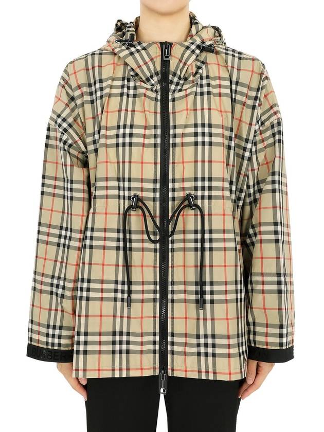 Women's Back-tone Check Zip-up Hooded Jacket Beige - BURBERRY - BALAAN 2