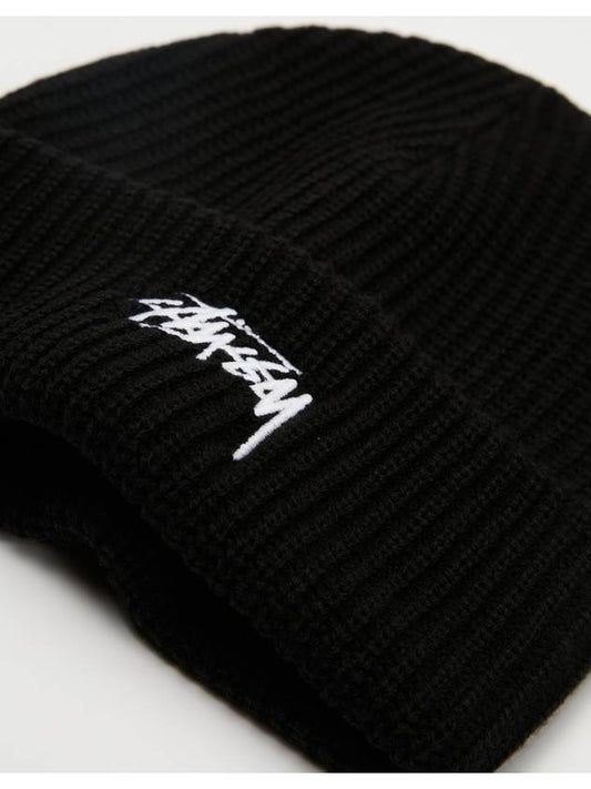 Logo Stock Cuff Beanie Black - STUSSY - BALAAN 3